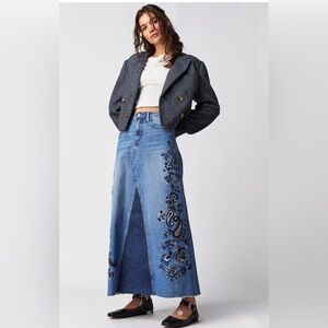 Free ppl DRIFTWOOD Blue Denim Skirt
